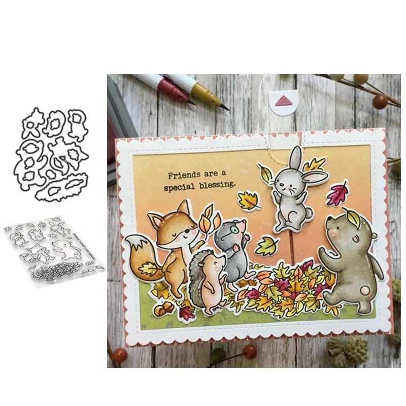 Lottoyday Animal Friends Silicone Clear Stamp and Die Sets for Card Making, DIY Embossing Photo Album Decorative Craft - Image 1